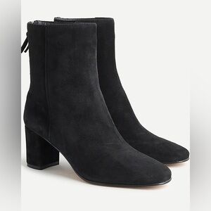 Women J.Crew Willa Kid Suede Ankle Boots in Black - EUC Size 8.5